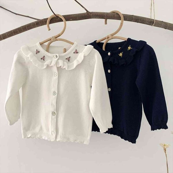 

baby girls embroider cardigan coats fashion children outwear coat long sleeve kids knit 1 7yrs, Blue;gray
