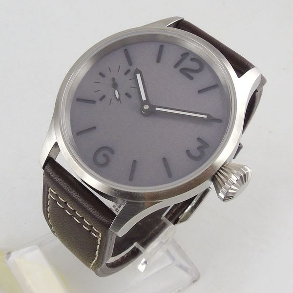 

luxury 4m herenhorlog lighting-turning hands sapphire-glass 17 jewelry mechanical 6497 hand crossing clock, Slivery;brown