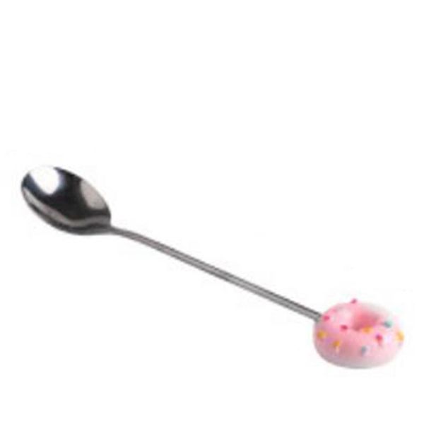 

spoons m5tf cute donuts design dessert spoon fork stainless steel coffee scoops ice cream dinnerware fruits stirring