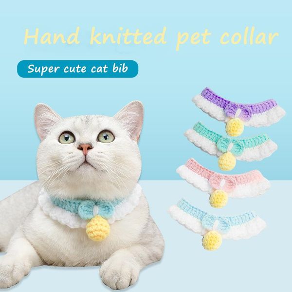 

cat collars & leads super cute handmade wool knitted pet bib japanese collar soft comfortable custom po props scarf