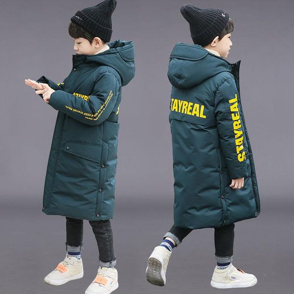 

down coat russia snowsuit 2021 winter boys long over-knee clothes waterproof windproof outdoor thicken hooded parka jacket for kids, Blue;gray