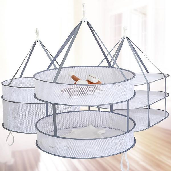 

clothes net foldable windproof drying basket underwear socks spiral hanger1