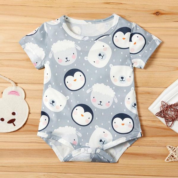 

rompers summer baby girl bodysuits born infant boys cartoon print jumpsuit outfits clothes short sleeve o-neck 2021, Blue