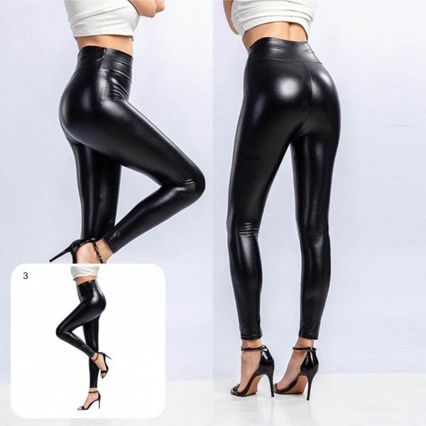 

women's pants & capris practical elastic comfortable women pleather high waist leggings polyester, Black;white