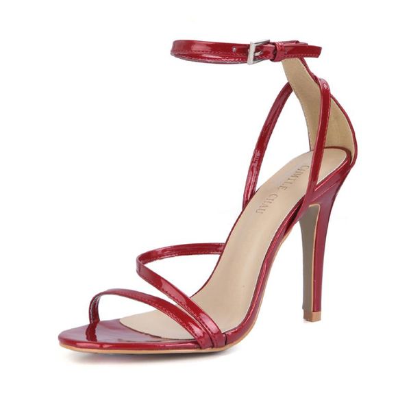 

party bridal sandals women ankle strap stiletto high heel sandales talon femme zapatos de tacon para mujer 5186-9k dress shoes, Black