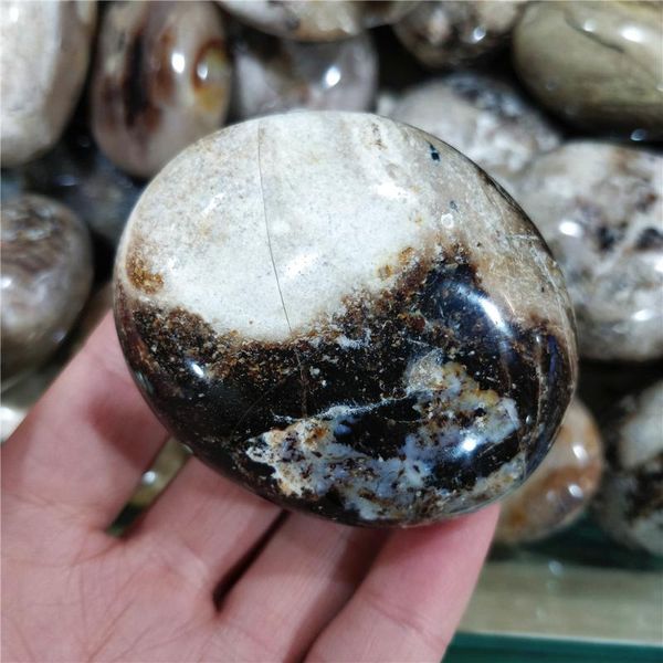 

decorative objects & figurines form natural gray opal polished pocket palm stones meditation crystals striped mineral ornament stone cr