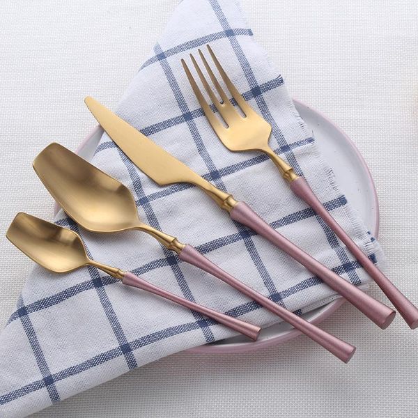 

spklifey dinner set gold cutlery stainless steel tableware knife fork spoon dinnerware western forks knives spoons sets