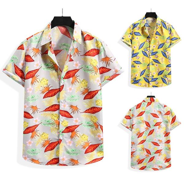 

men's casual shirts beach men summer vacation camisas para hombre coconut tree printed short sleeve button down hawaiian for, White;black