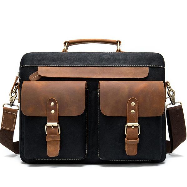 

briefcases simple shoulder bag crazy horse leather men's handbags retro bags fashion business men 14inch lapbriefcase