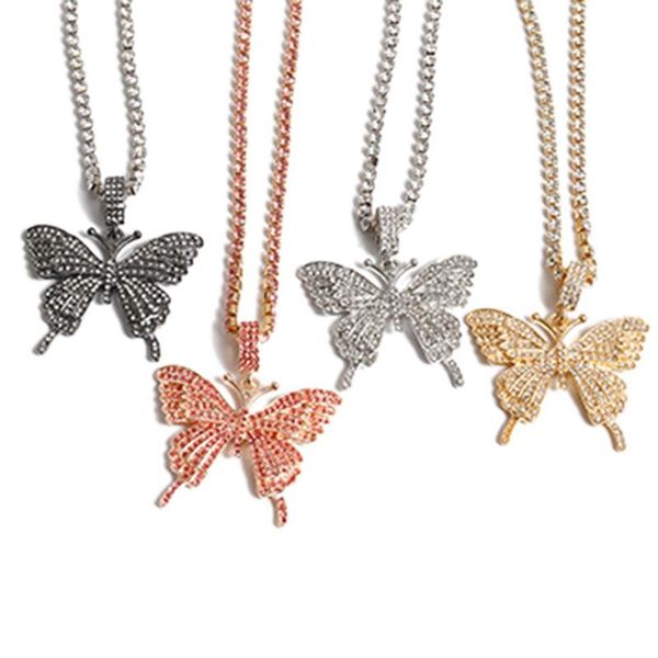 

chokers statment big butterfly pendant necklace rhinestone chain for women bling tennis crystal choker jewelry, Golden;silver
