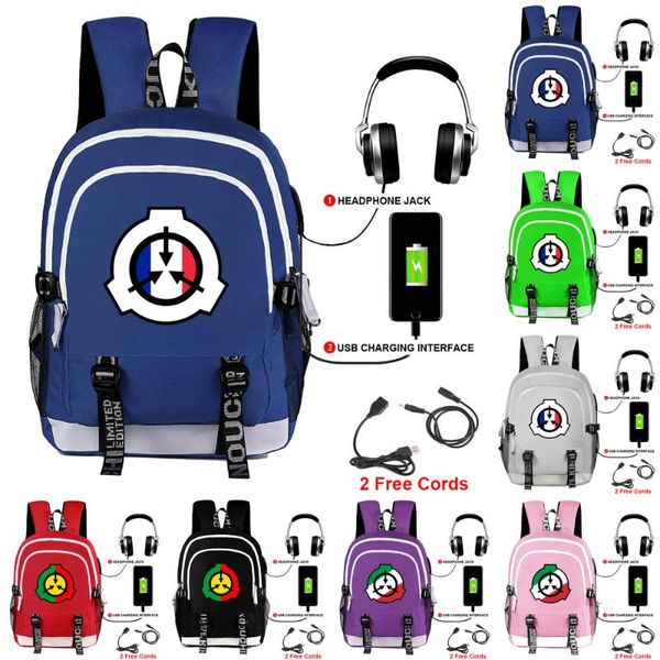 

backpack scp with usb bag student bookbag rucksack schoolbag travel