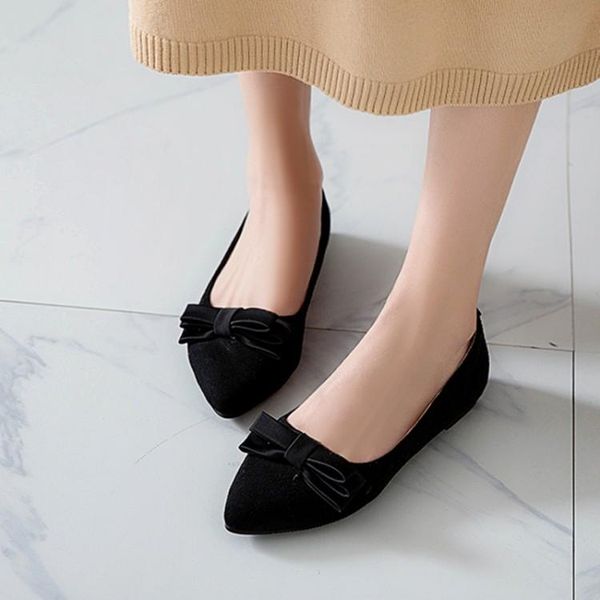 

dress shoes oversized 12 ladies high heels women woman pumps with pointed suede bow and shallow mouth, Black