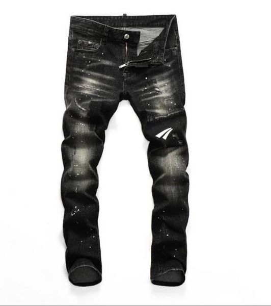 

mens badge rips stretch black men jeans fashion slim fit washed motocycle denim pants panelled hip hop trousers jeans#003, Blue