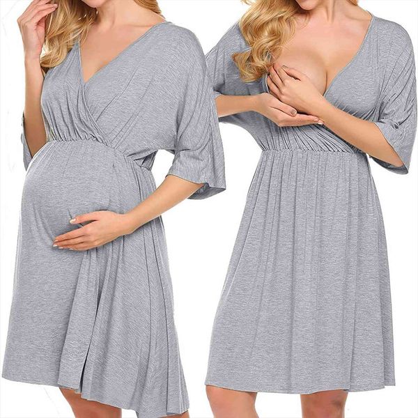

maternity half sleeve hight women dresses waist daily wearing or baby shower ropa mujer vetements big size clothes, Black;gray