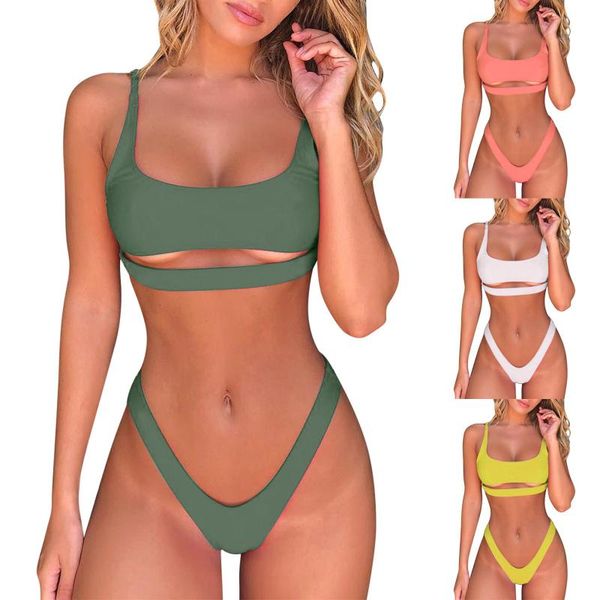 

women's swimwear bikinis 2021 women padded push-up bra bikini set bandage swimsuit low waist bathing suit swim maillot de bain biquinis, White;black