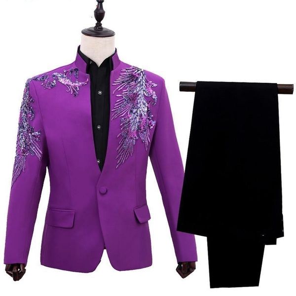 

men's suits & blazers wedding suit casual party for men formal wear tuxedos blazer stage 2 pieces jacket+pants slim fit, White;black