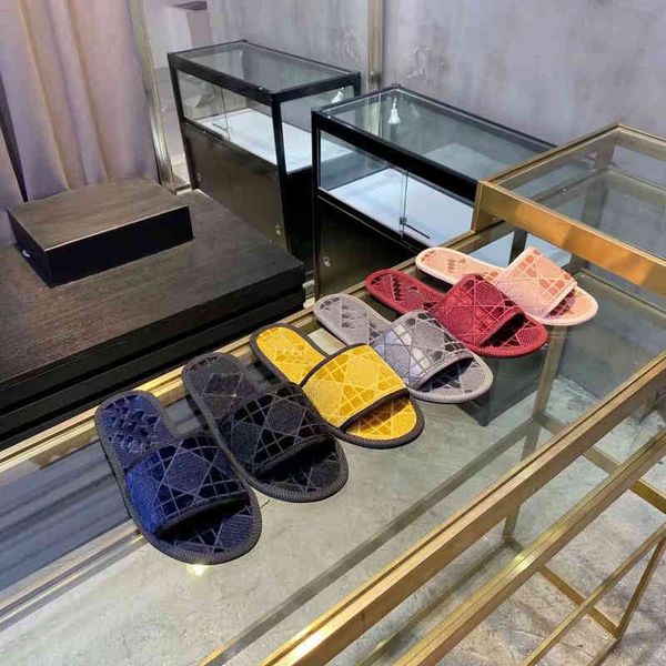 

2021 2021 womens suede slippers designers sandals embroidery letter slide slipper ladies striped flat shoes fashion floral sandal desig, Black