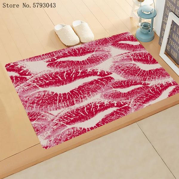 

carpets red lips doormat love pattern carpet entrance anti-slip mat kitchen doorway for living room door bedroom rug