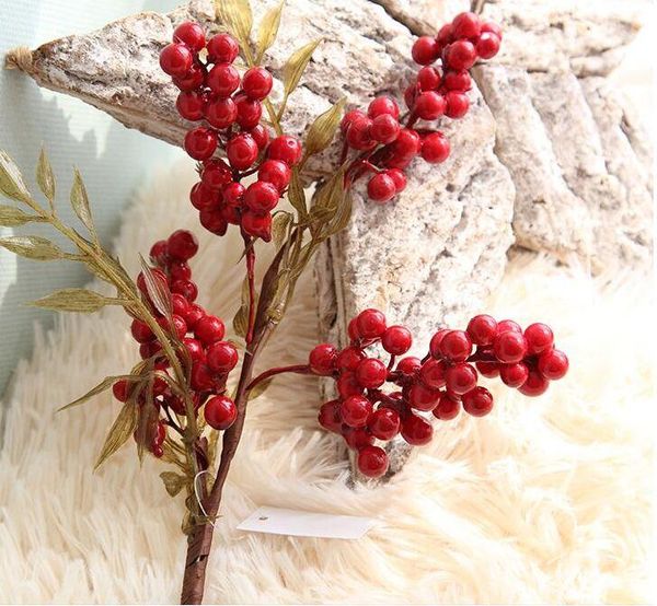 

mini berry handmake artificial flower bouquet christmas red berries wedding decoration diy gift scrapbooking craft fa decorative flowe flowe