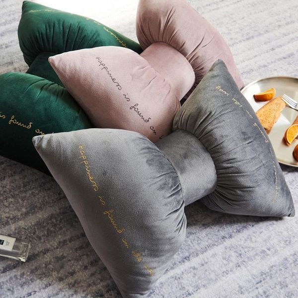 

pillow decorative bow with filling velvet back neck rest support knot home decor soft travel bed sofa almohada
