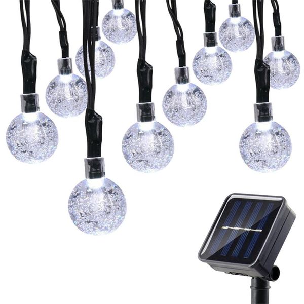 

strings fairy lamp solar power yard outdoor garden waterproof led crystal ball patio christmas decor party wedding 8 modes string light