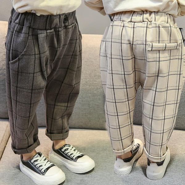 

trousers height 80-130cm children's clothing girls plaid pants spring autumn elastic waist casual korean, Blue