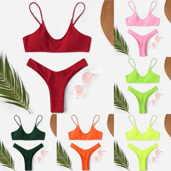 Women's Swimwear 2 Pcs Sexy Mulheres Verão Biquíni Conjunto Bra G-String Thong Beach Triângulos Terno Swimsuit Banheira Natação S-L