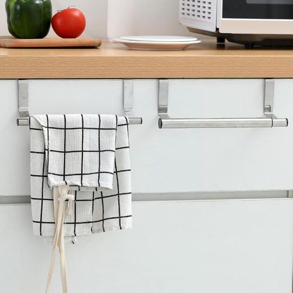 

hooks & rails towel rack over door bar hanging holder shelf bathroom cabinet kitchen steel rag hanger y0b2