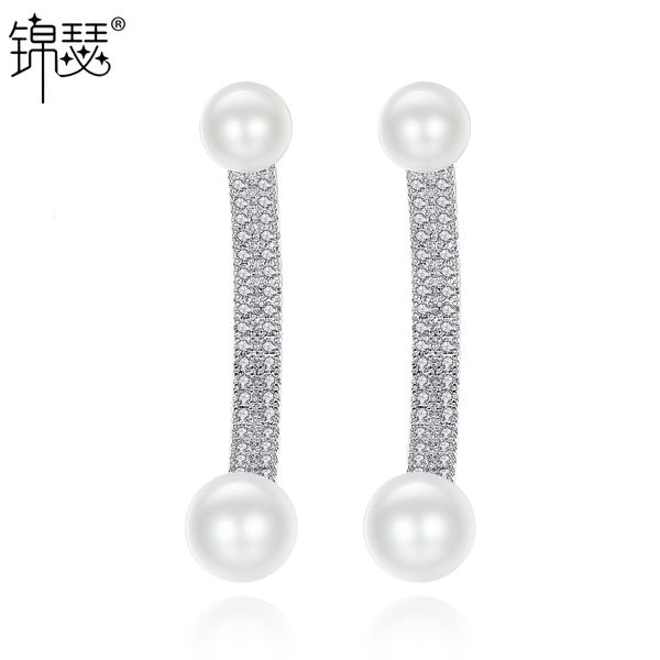 

jewelry charm stud aaa zircon canxue earrings fashion diamond inlaid pearl earrings for women, Golden