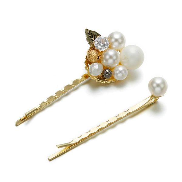 

hair clips & barrettes match-right jewelry korean pearl clip/pin/stick/barrette rhinestone wedding hairpin styling accessories sp777, Golden;silver