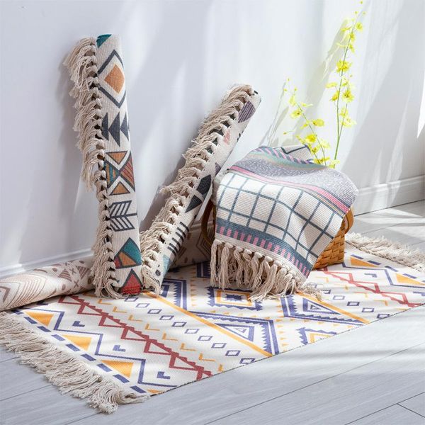 

carpets retro national style carpet 10 colors quality cotton linen floor rugs tapestry living room decorate tatami mats doormat bath pad