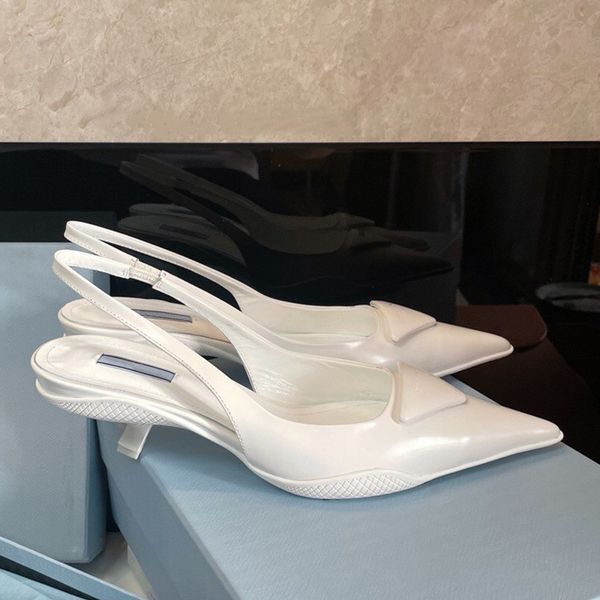 

women designer sandals kitten heel pointed toe gladiator formal leather banquet party shoes ladies triangle decor slingbacks candy color wit, Black