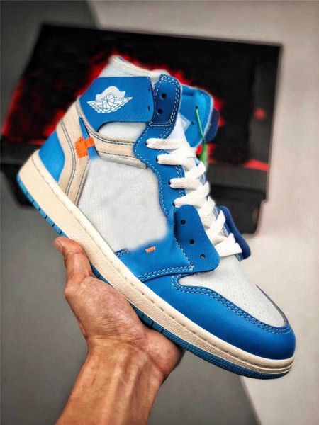 

2022 release authentic unc 1 high og off shoes power blue white chicago red men women outdoor shoes sports sneakers with original box, White;red