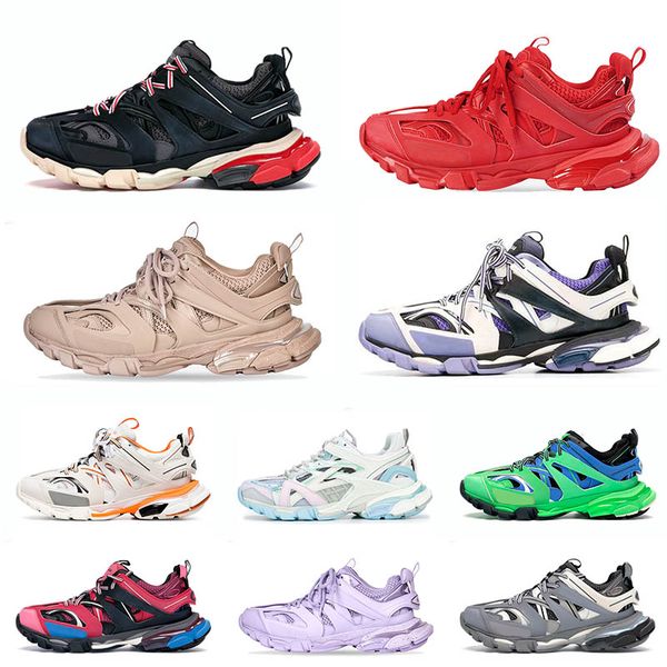 

paris 17fw track 3.0 old grandpa casual shoes women men silver black grey white royal blue shiragiku shadow yellow gold sneakers luxury trai, White;red
