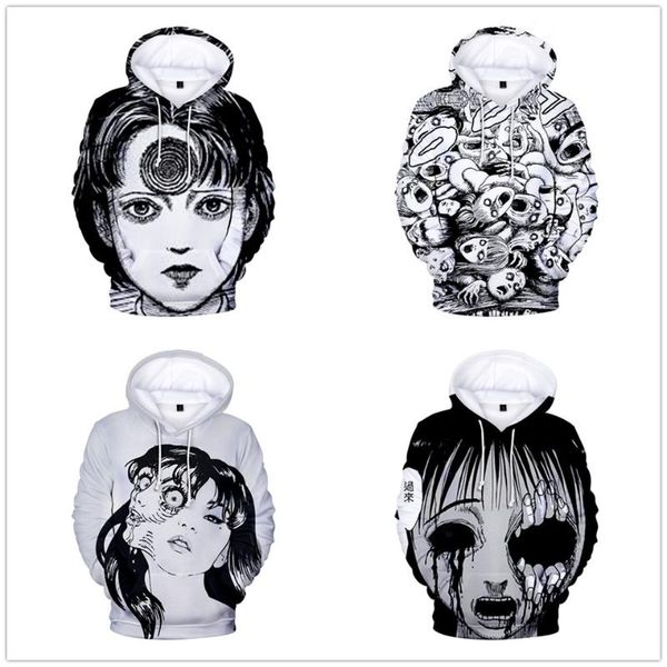 

men's hoodies & sweatshirts 3d print junji ito hoodie men women casual streetwear hip hop long sleeve leisure pullover horror anime sw, Black