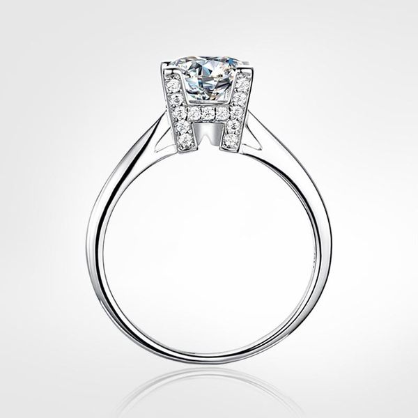 

cluster rings romantic 925 silver ring smooth setting hw character round brilliant cut excellent moissanite proposal, Golden;silver