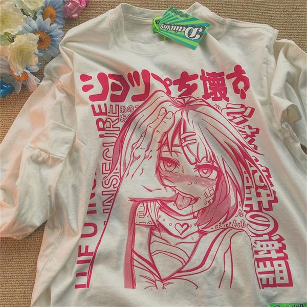 

men's t-shirts funny autumn harajuku loose male streetwear tshirt fashion white cartoon full sleeve men t shirt high street student, White;black