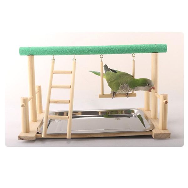 

pine wood play stand pet bird frame station parrots playground gym training with tray for exercise increase fun cages