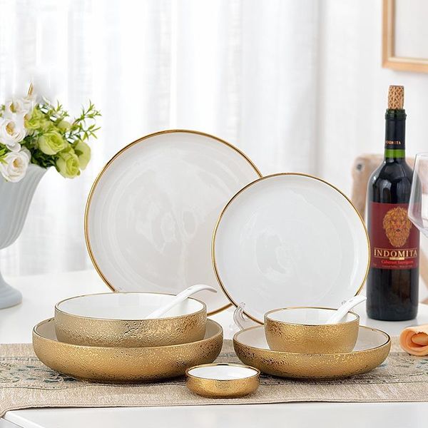

round gold ceramic dinner plates and dishes dinnerware sets