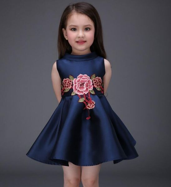 

girl's dresses 2021 fashion flower embroidery baby girl luxurious dress party summer girls cotton children clothes, Red;yellow