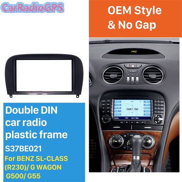 

double din car radio stereo dash frame fascia for benz sl-class g wagon g500 g55 panel audio fitting adaptor