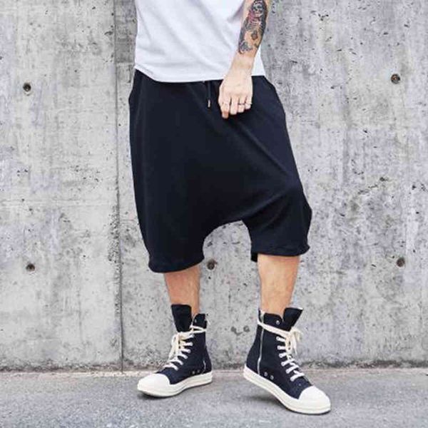 

pant men's casual summer loosely hare long legs down cross high hip hop punk jogger pants 959e, Black