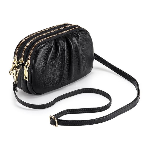 

messenger luxurys bagsleather women's small bag 2020 new versatile pleated bag soft leather large capacity three-layer zipper shoulder