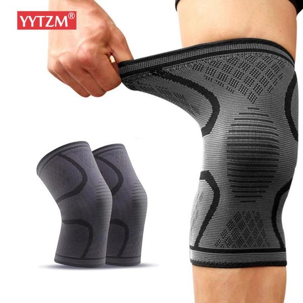 

1pair sports brace belt kneepads nylon knitted elastic warm knee support for basketball volleyball running elbow & pads, Black;gray