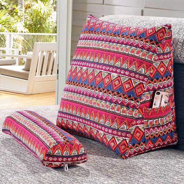 

cushion/decorative pillow cotton linen triangular backrest cushion for sofa cushions bed rest back support large size