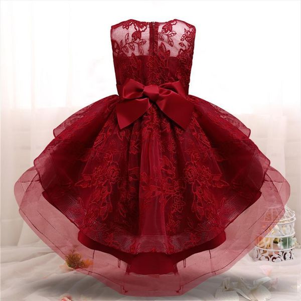 

elegant girls princess wedding and girl dress birthday party bridesmaid tulle lace embroidery formal dresses kids children ball gown, Red;yellow