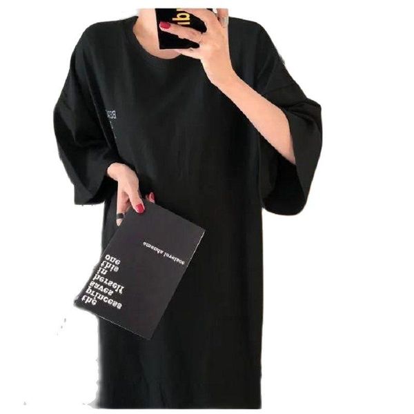 

party dresses vestidos fashion plus size summer dress for women 2021 product t-shirt long loose and thin over-the-knee, White;black