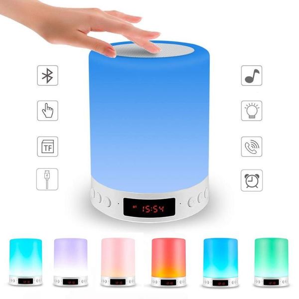 

night lights usb rechargeable led table lamp touch dimmable portable speaker digital alarm clock christmas light gift