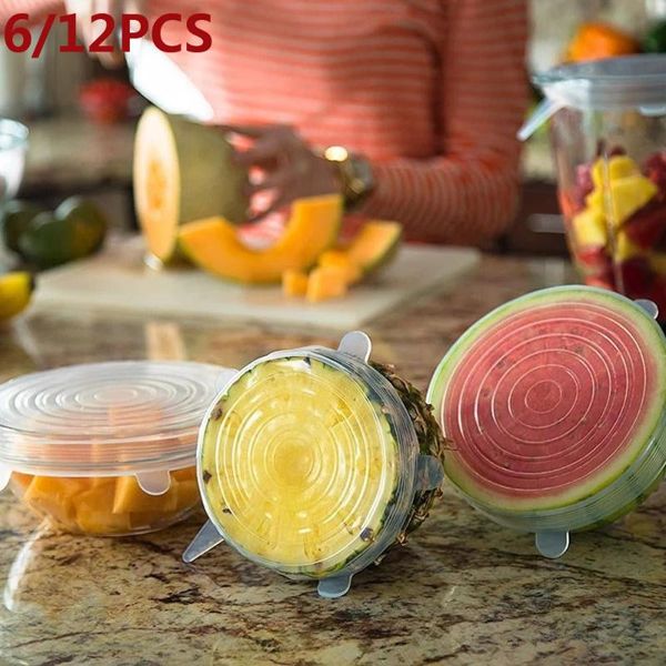 

kitchen storage & organization 6/12pcs silicone stretch lids universal lid bowl pot cover pan cooking fresh microwave
