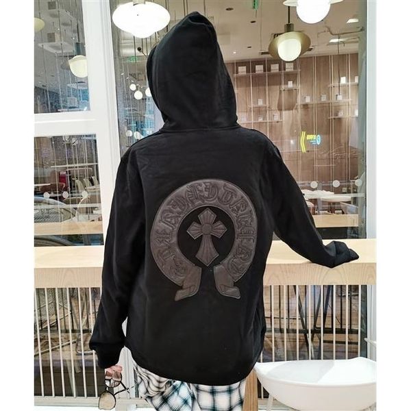 

trend2021ss autumn winter new dark series style collage letter zipper loose men's and women's sweater coat, Black